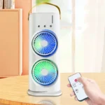 پنکه مه پاش شارژی دو فن با ریموت و نورپردازی RGB - Image 4