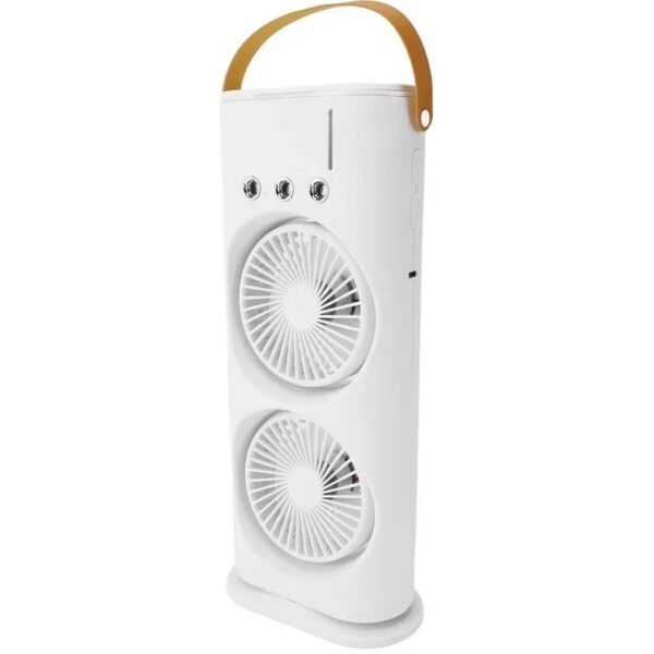 پنکه مه پاش شارژی دو فن با ریموت و نورپردازی RGB