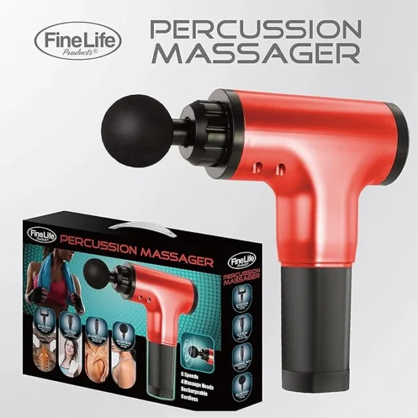 ماساژور ضربه ای حرفه ای ( دارای 4 سر مختلف ) مدل PERCUSSION MASSAGER برند Fine Life