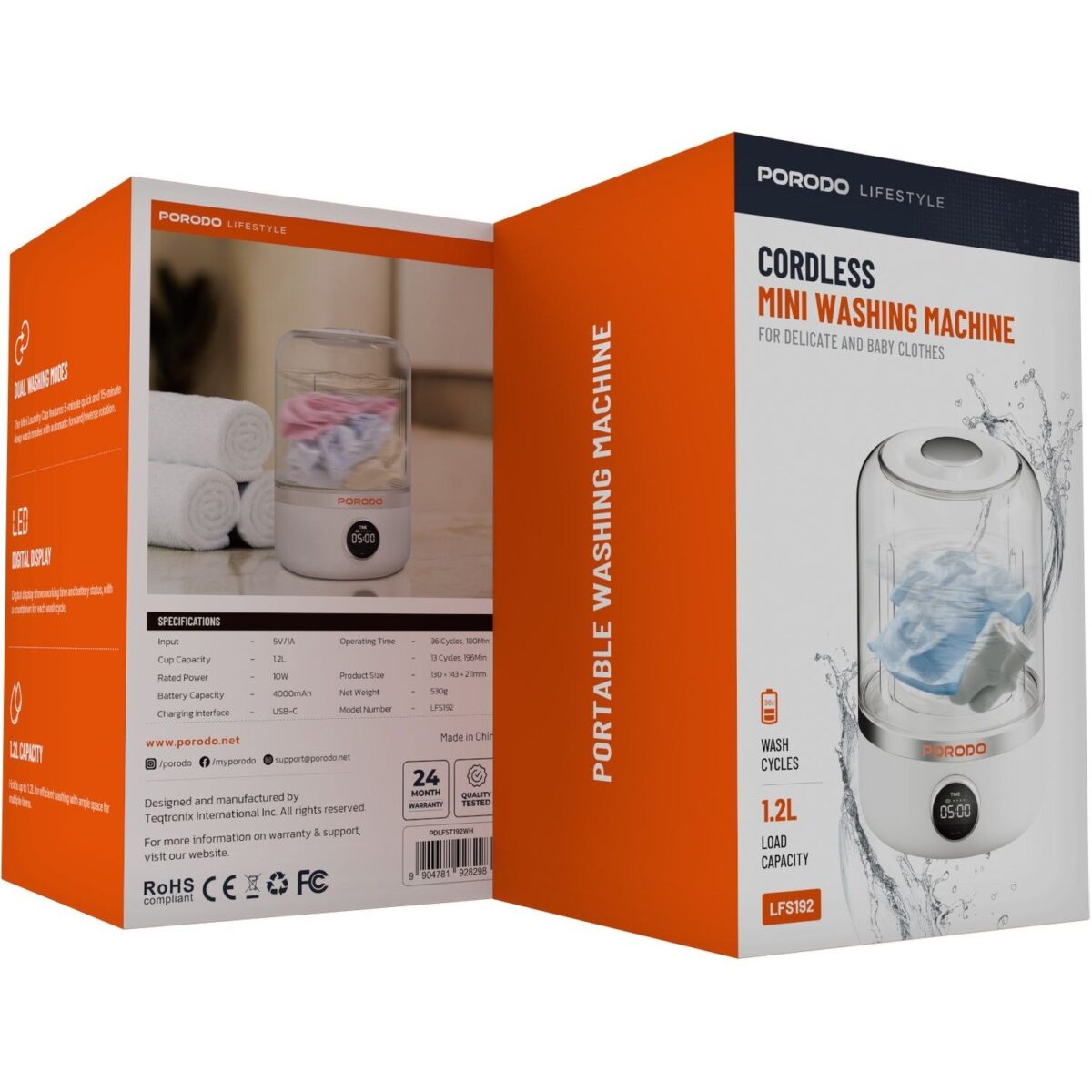 مینی واش قابل حمل برند Porodo حمل مدل 102L - Image 6